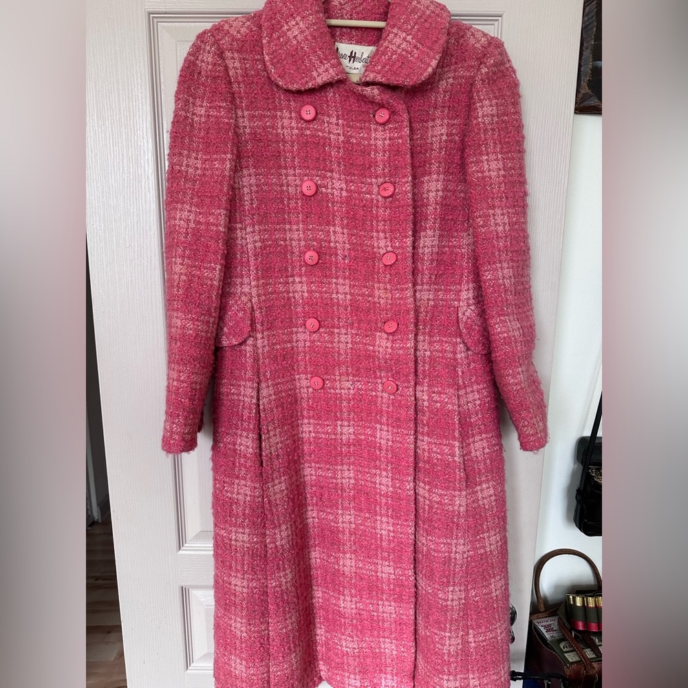*VINTAGE* 1960s Irene Herbert pink plaid coat